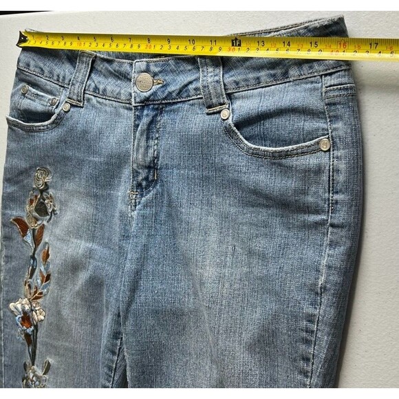 Jou Jou Women's Flared Bottom Jeans Print Embroidered Floral 11/12 Boho, Hippie - Picture 10 of 16